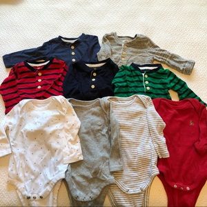 EUC 9 pc Gap 3-6m baby boy long sleeve bodysuits